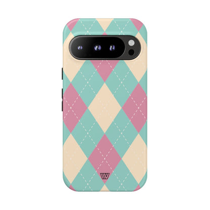 BLUE PINK BEIGE ARGYLE | Tough Phone Case
