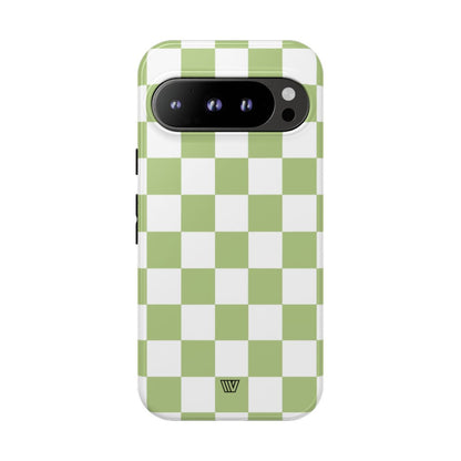 PALE OLIVE WHITE CHECKERBOARD | Tough Phone Case