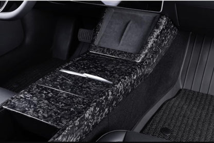 Real Dry Carbon Fiber Center Console Combo Side Panel & Charging Pad Overlay for Model 3 Highland & New Model Y