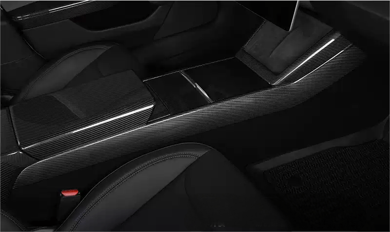 Real Dry Carbon Fiber Center Console Side Panel Overlays for Model 3 Highland & New Model Y (2 Pieces)