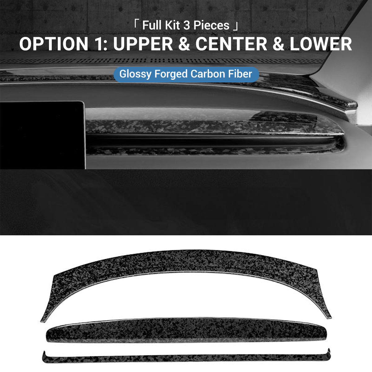 TESERY Real Dry Carbon Fiber Dashboard Cover Overlay for Model 3 Highland / Model Y Juniper