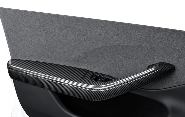 Real Dry Carbon Fiber Door Armrest Cover Overlays for Model 3 Highland