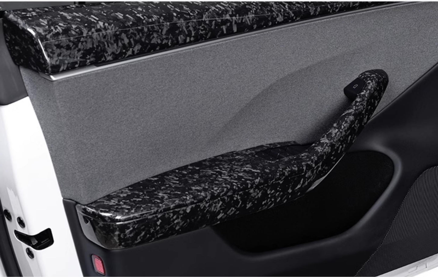 Real Dry Carbon Fiber Door Armrest Cover Overlays for Model 3 Highland