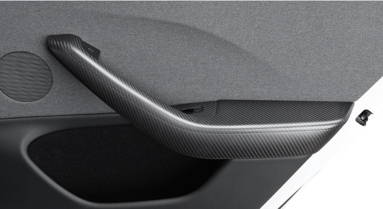 Real Dry Carbon Fiber Door Armrest Cover Overlays for Model 3 Highland