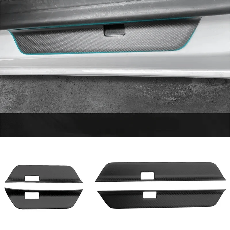 Real Dry Carbon Fiber Door Sill Strip Overlay for Model 3/Y