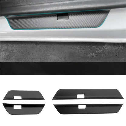 Real Dry Carbon Fiber Door Sill Strip Overlay for Model 3/Y