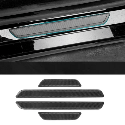 Real Dry Carbon Fiber Door Sill Strip Overlay for Model 3/Y