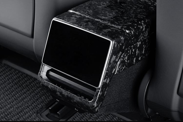 Real Dry Carbon Fiber Rear Screen Trim Frame Overlay for Model 3 Highland & New Model Y