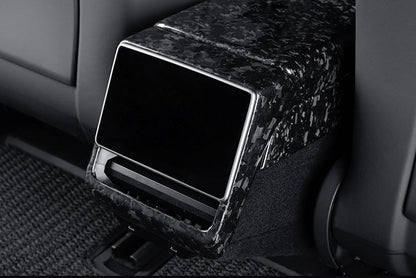 Real Dry Carbon Fiber Rear Screen Trim Frame Overlay for Model 3 Highland & New Model Y