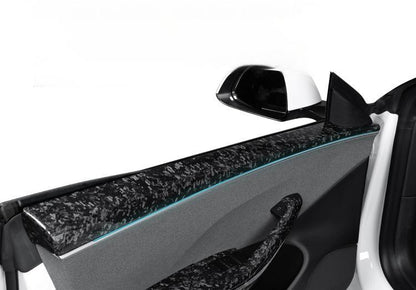 Real Dry Carbon Fiber Upper Door Trim Panel Overlay for Model 3 Highland / Model Y Juniper