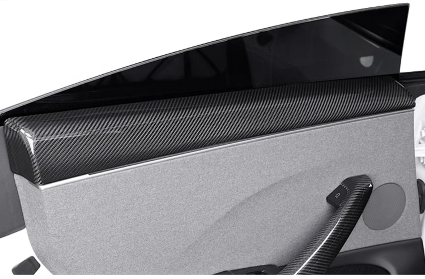 Real Dry Carbon Fiber Upper Door Trim Panel Overlay for Model 3 Highland / Model Y Juniper