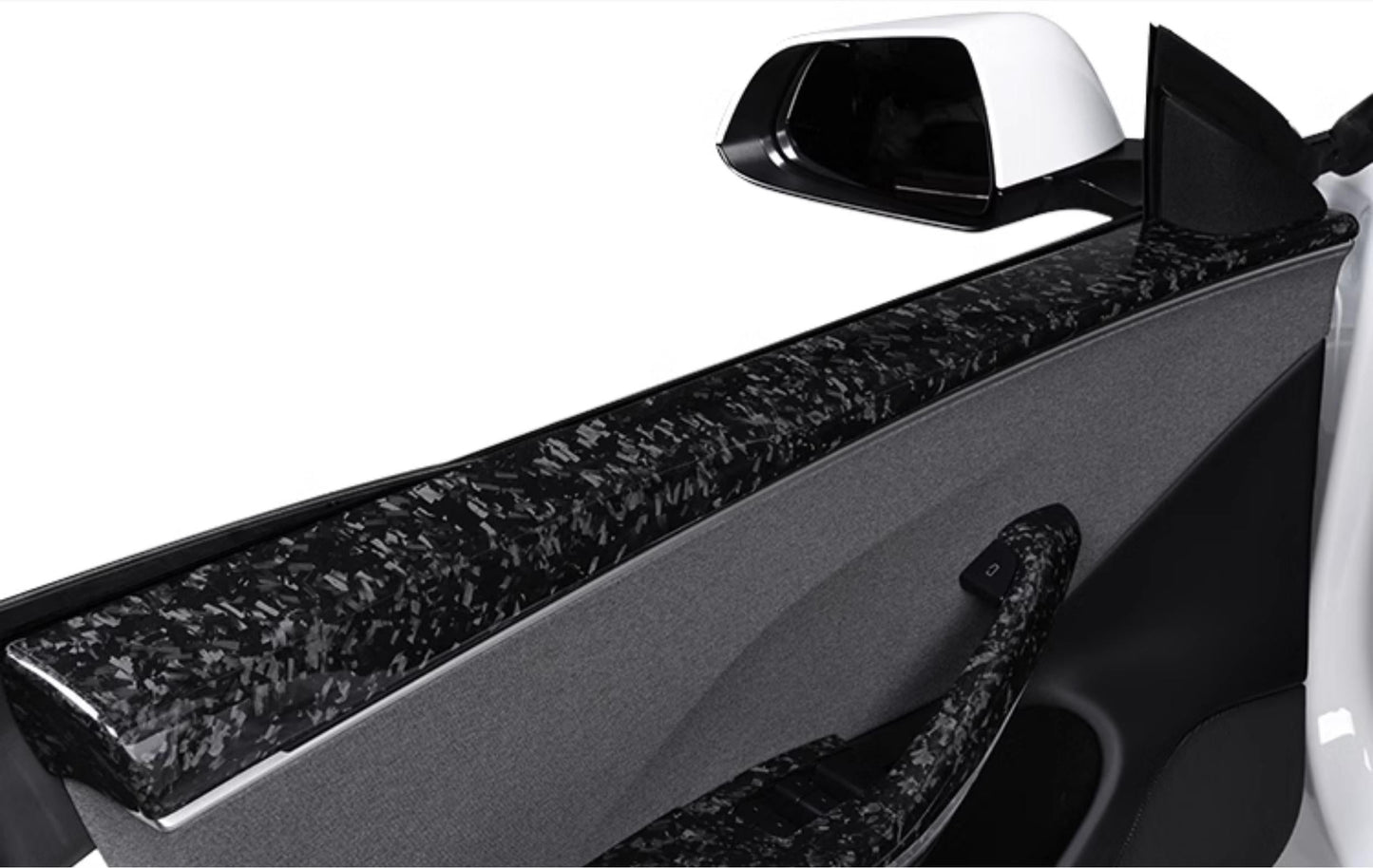 Real Dry Carbon Fiber Upper Door Trim Panel Overlay for Model 3 Highland / Model Y Juniper