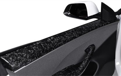 Real Dry Carbon Fiber Upper Door Trim Panel Overlay for Model 3 Highland / Model Y Juniper