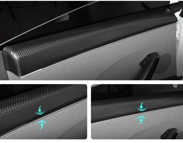 Real Dry Carbon Fiber Upper Door Trim Panel Overlay for Model 3 Highland / Model Y Juniper