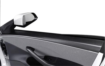 Real Dry Carbon Fiber Upper Door Trim Panel Overlay for Model 3 Highland / Model Y Juniper
