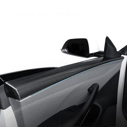 Real Dry Carbon Fiber Upper Door Trim Panel Overlay for Model 3 Highland / Model Y Juniper