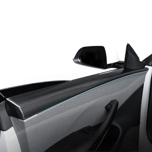 Real Dry Carbon Fiber Upper Door Trim Panel Overlay for Model 3 Highland / Model Y Juniper