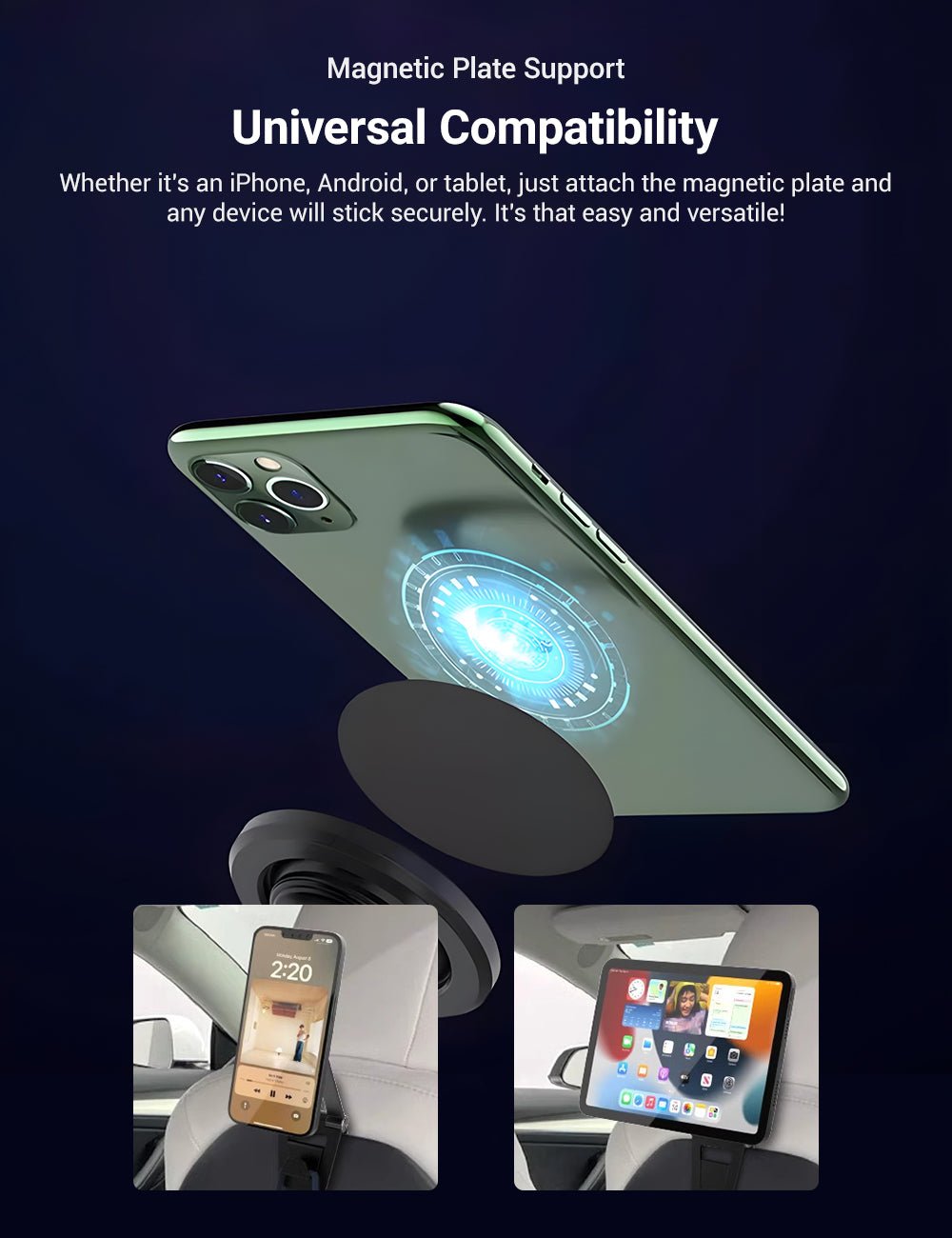 Rear Seat Magnetic Car Holder for Tesla Model 3/Y