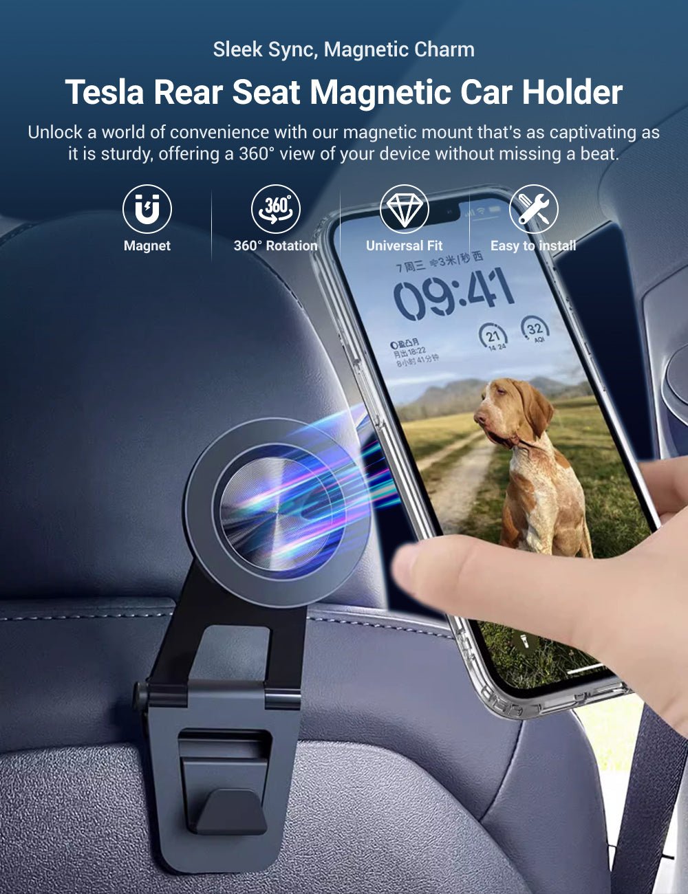 Rear Seat Magnetic Car Holder for Tesla Model 3/Y