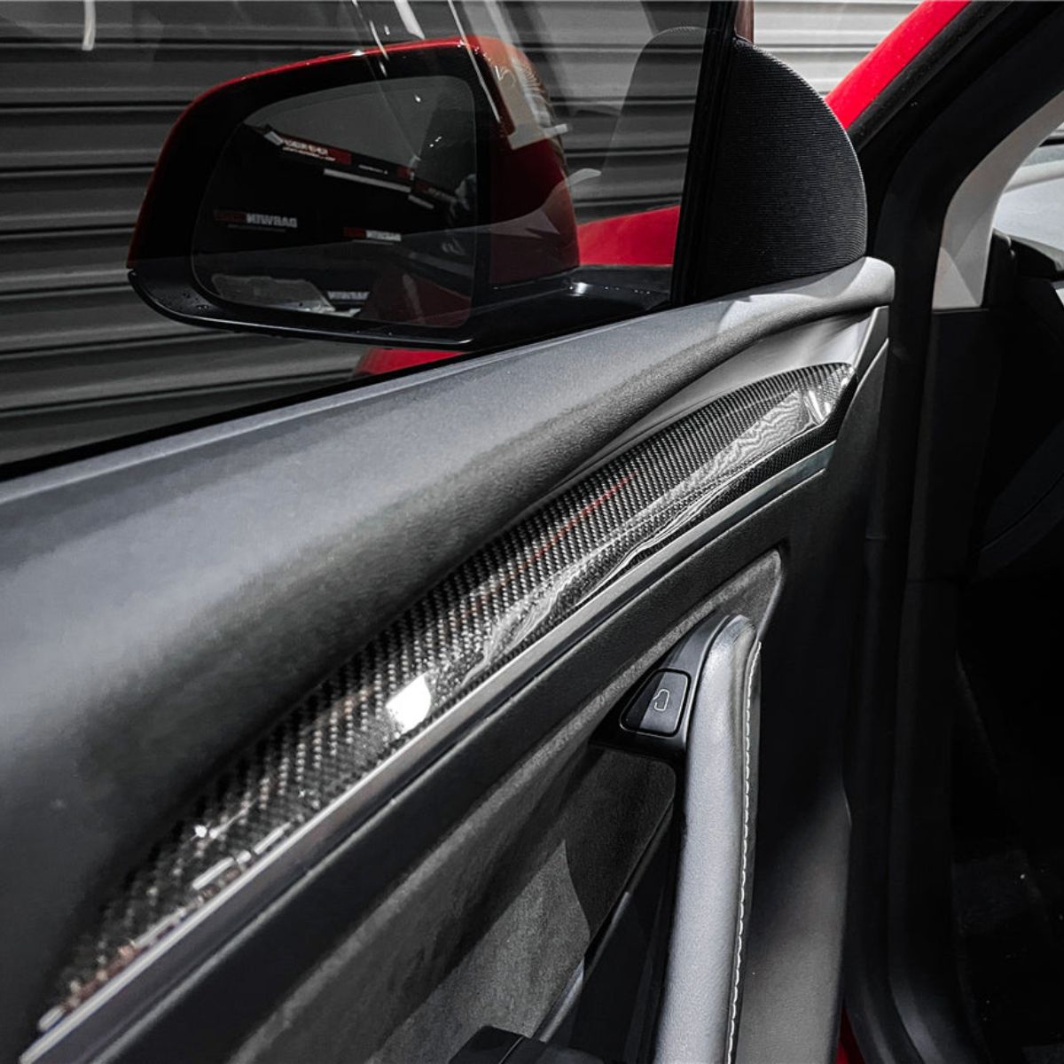 Repalcement Real Carbon Fiber Front Door Trim Panel  for Model 3 / Y 2021-2023