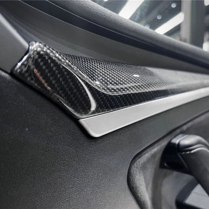 Repalcement Real Carbon Fiber Front Door Trim Panel  for Model 3 / Y 2021-2023