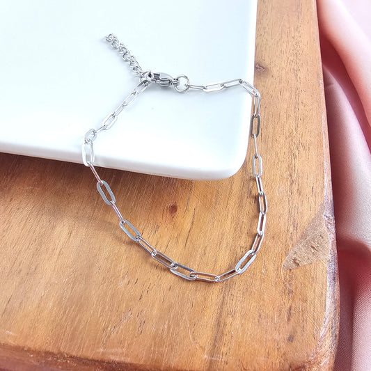 Luxe Silver Delicate Paper Clip Bracelet