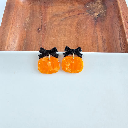 Bow Pumpkin Patch Earrings - Orange