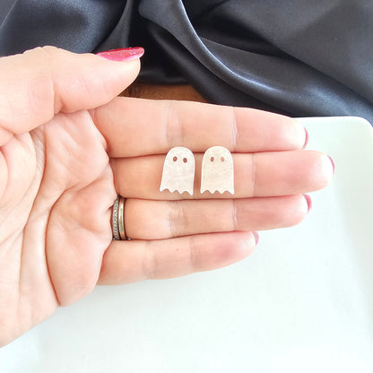 Mini Ghost Studs - Light Pink Shimmer