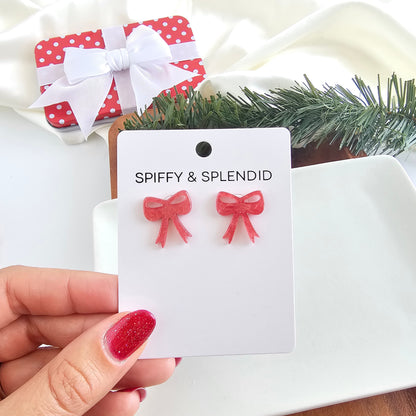 Bow Studs - Red Shimmer