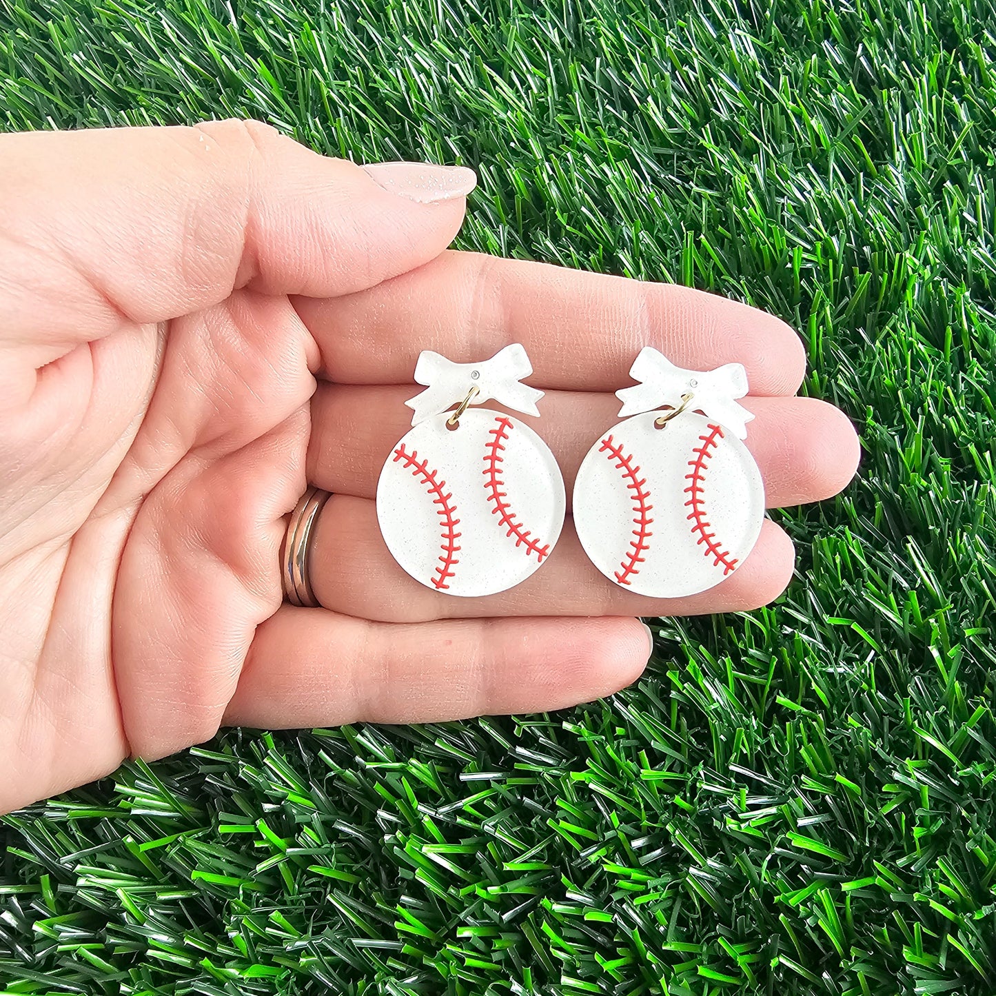 Bow Baseball Earrings