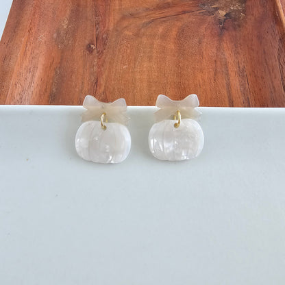 Bow Pumpkin Patch Earrings - Cashmere & Cream