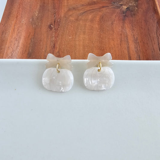 Bow Pumpkin Patch Earrings - Cashmere & Cream