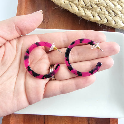 Camy Hoops - Fuchsia Tortoise