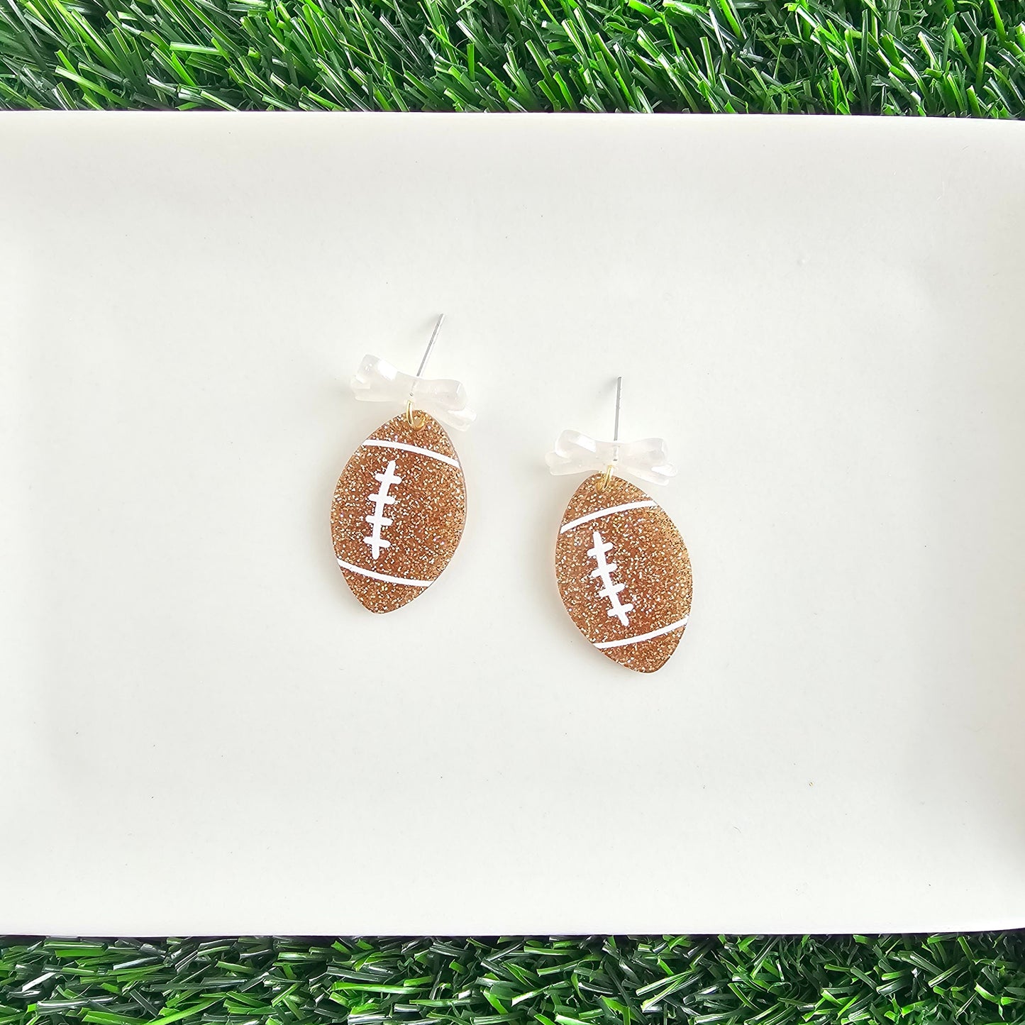 Bow Football Earrings
