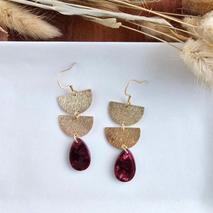 Aria Earrings - Maroon