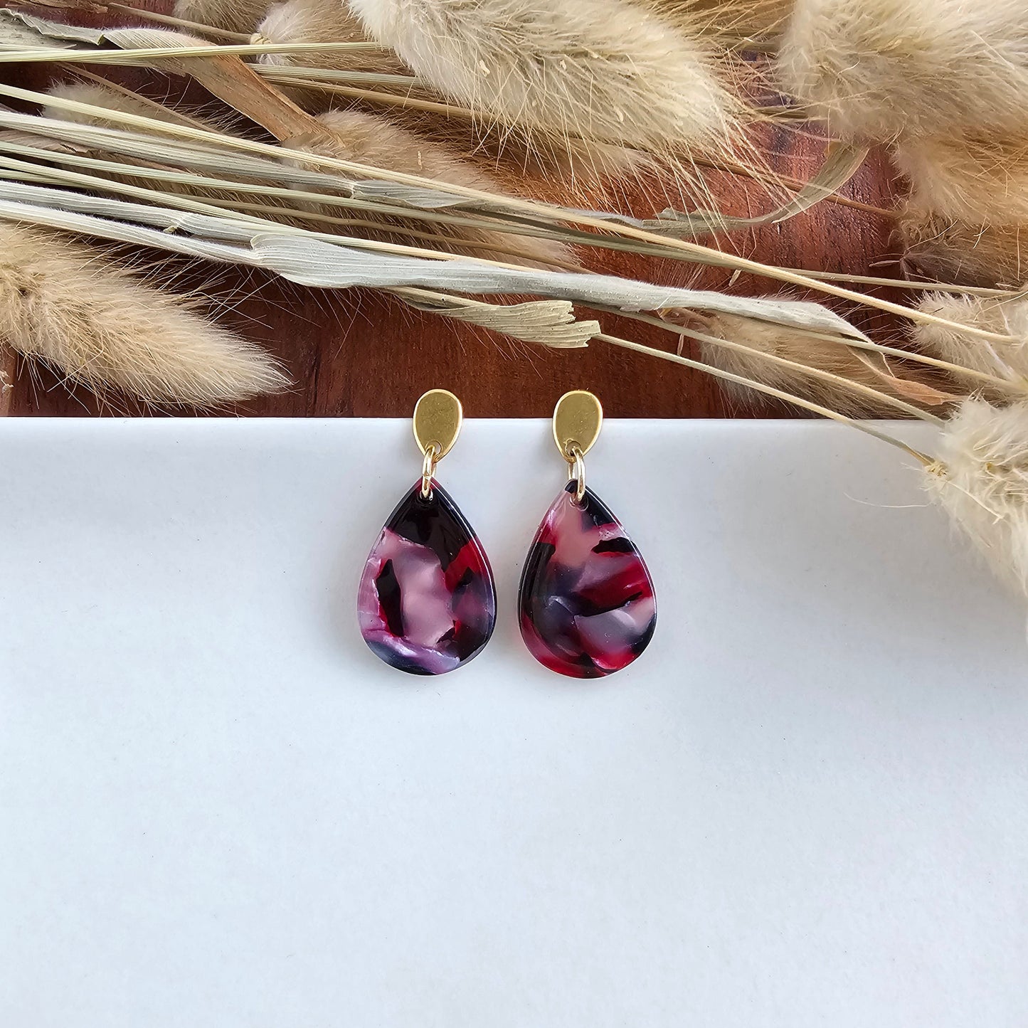 Leah Earrings - Burgundy