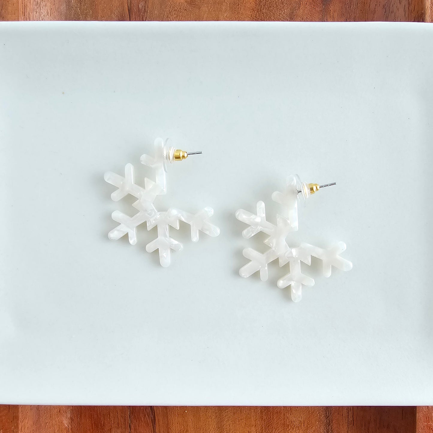 Snowflake Hoops - Cream