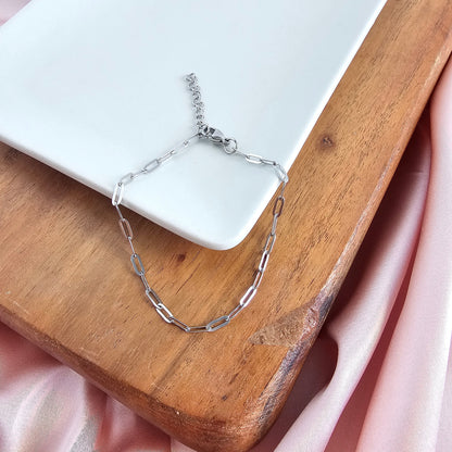 Luxe Silver Delicate Paper Clip Bracelet