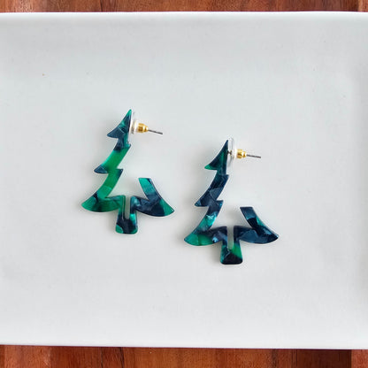 Christmas Tree Hoops - Dark Green