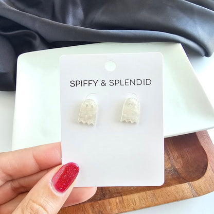 Mini Ghost Studs - White Shimmer