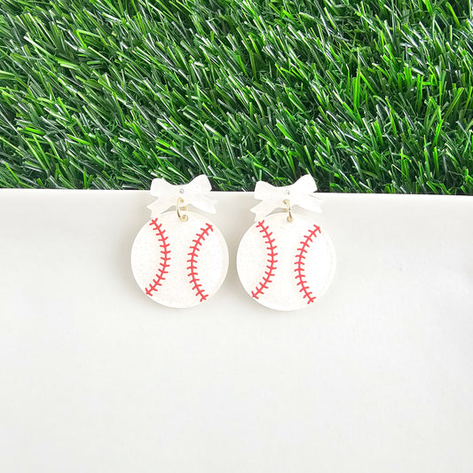 Bow Baseball Earrings