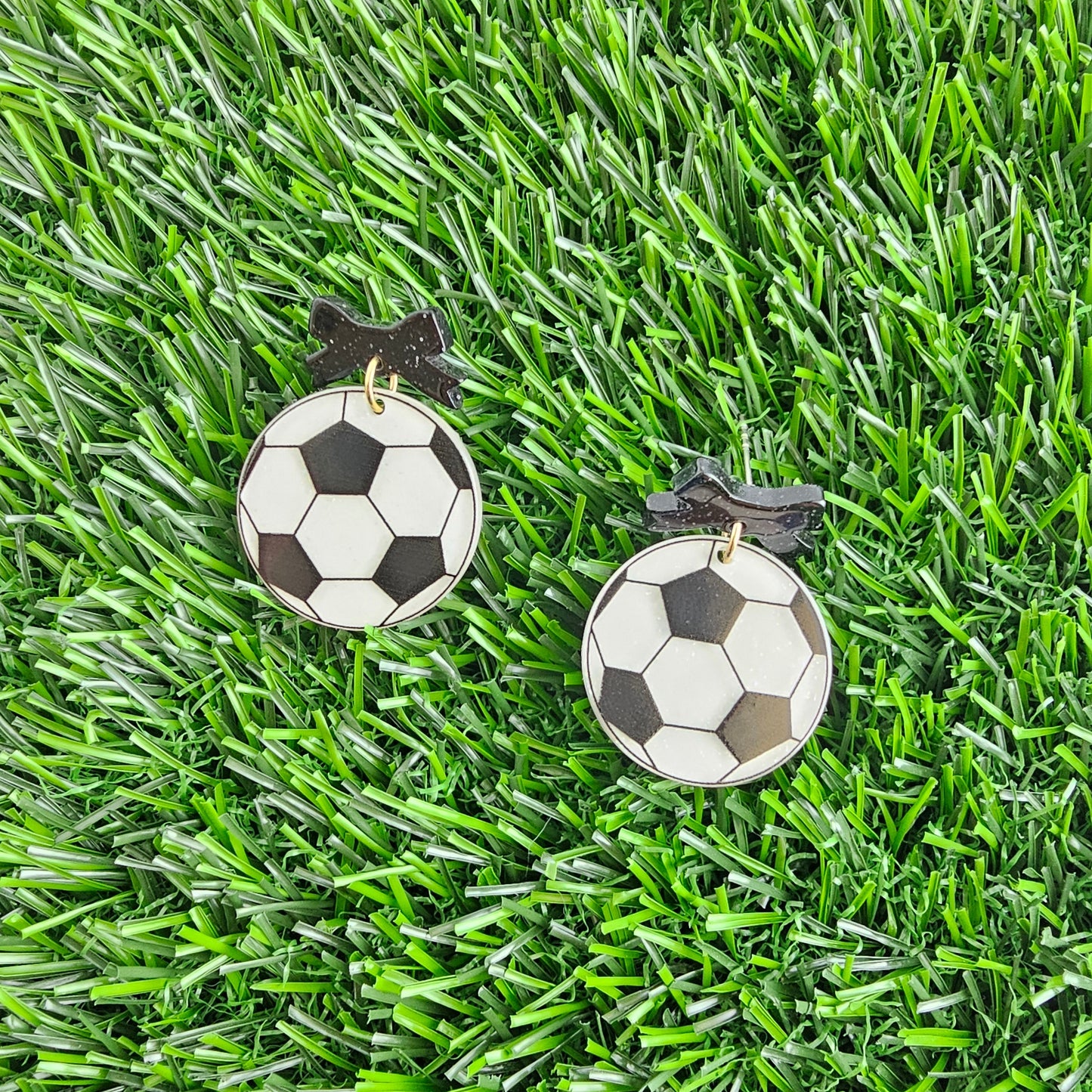 Bow Soccer Ball Earrings