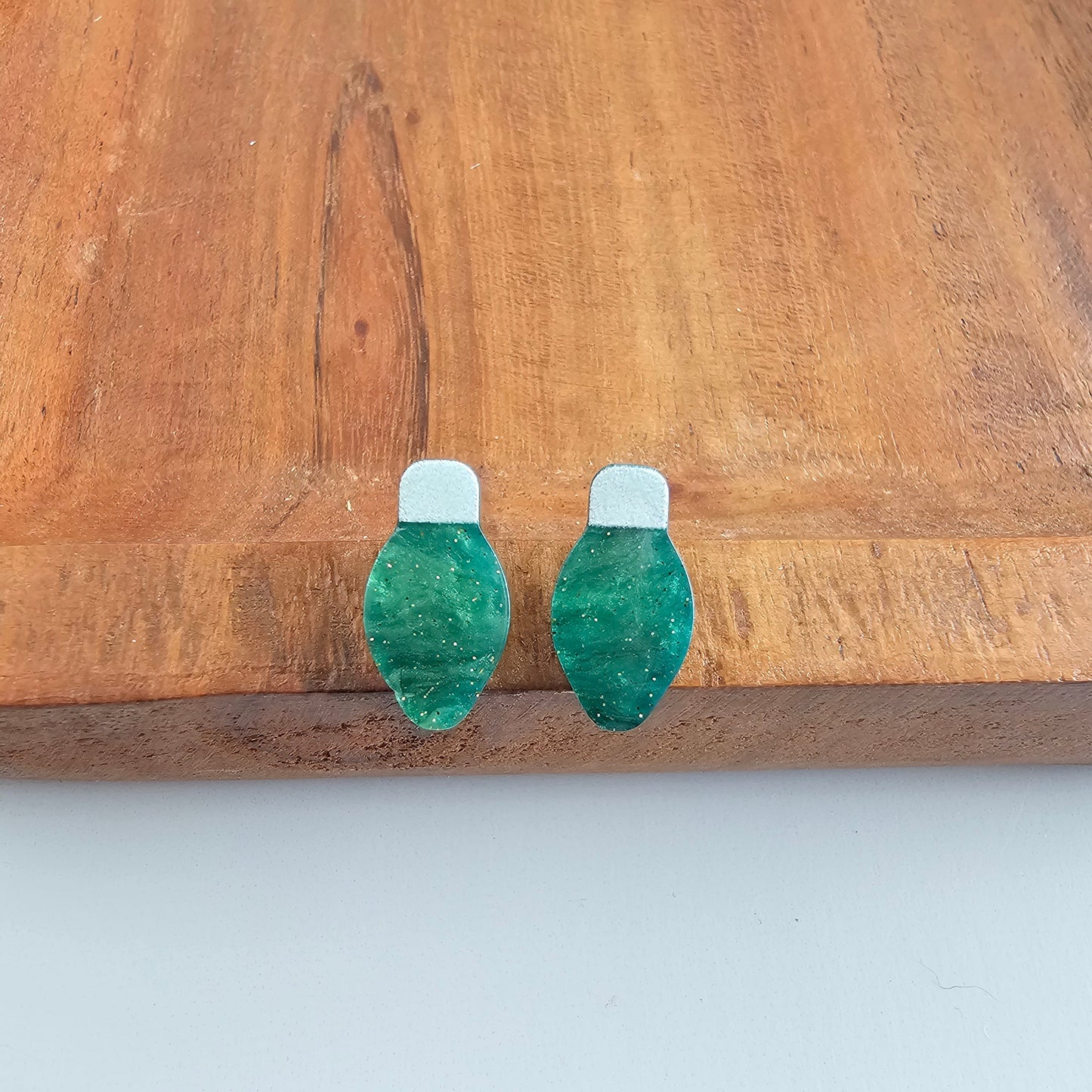 Christmas Light Studs - Green Shimmer