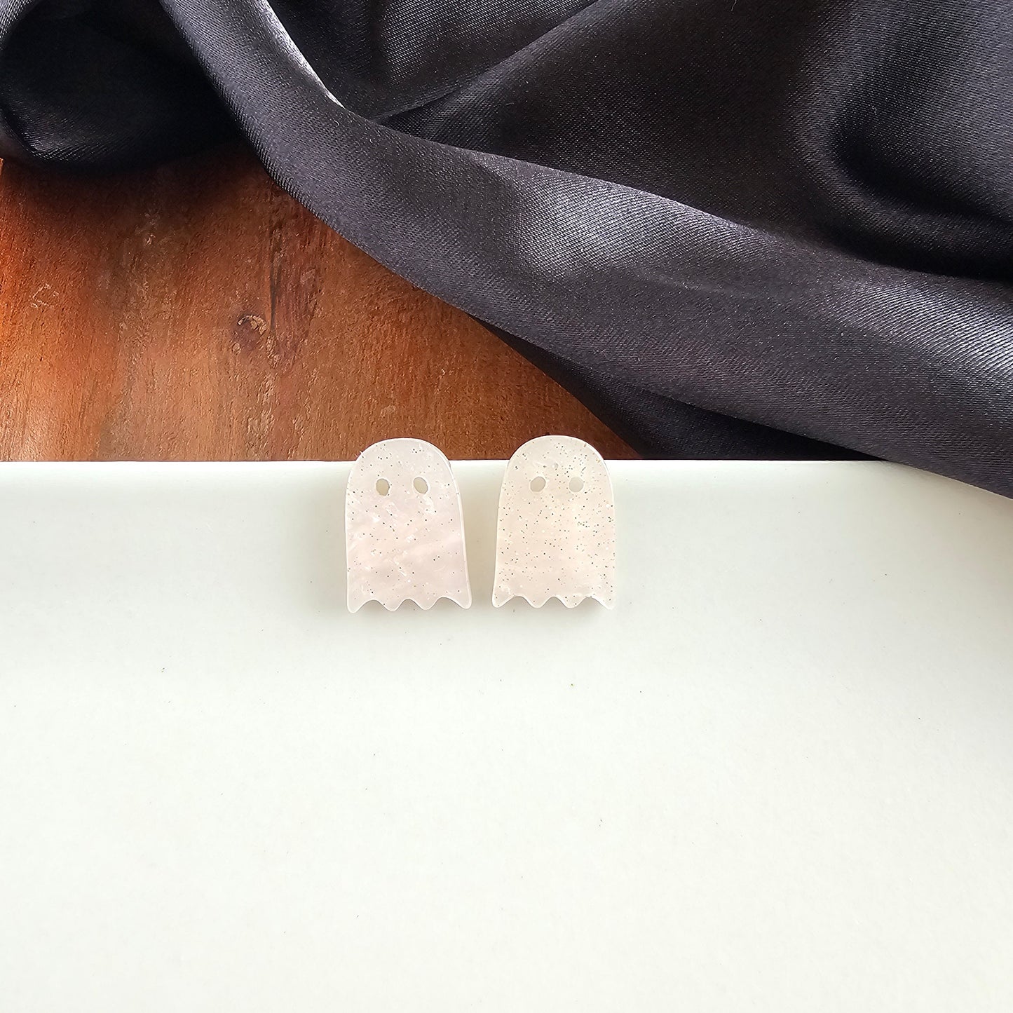 Mini Ghost Studs - Light Pink Shimmer