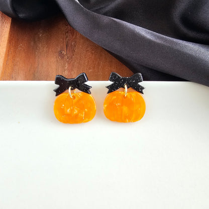 Bow Pumpkin Patch Earrings - Orange