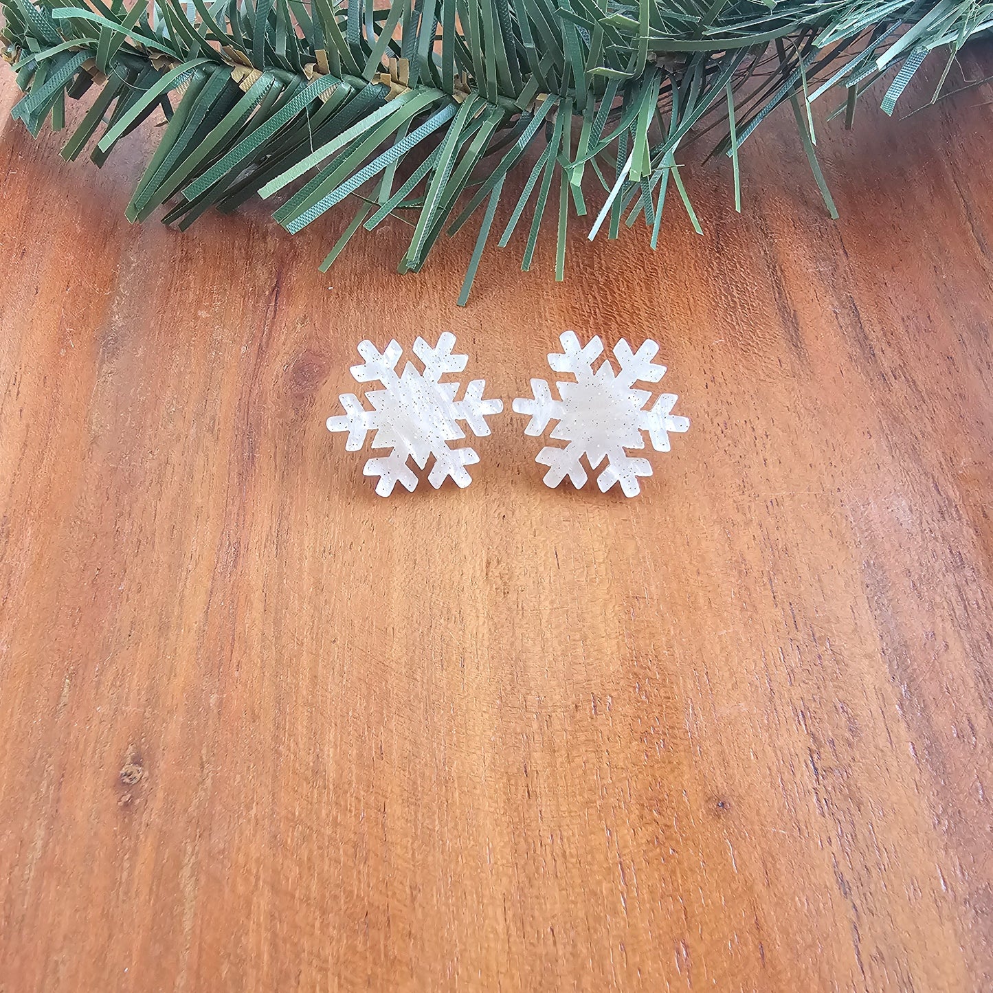 Snowflake Studs - White Shimmer