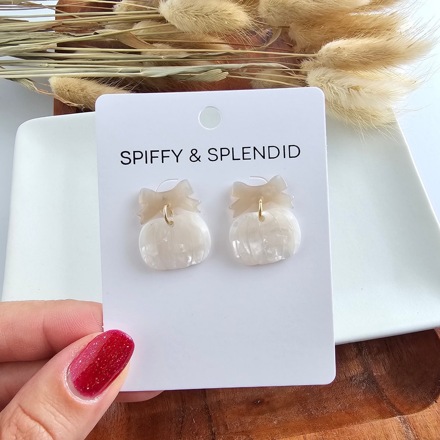 Bow Pumpkin Patch Earrings - Cashmere & Cream