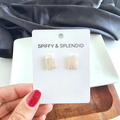 Mini Ghost Studs - Light Pink Shimmer