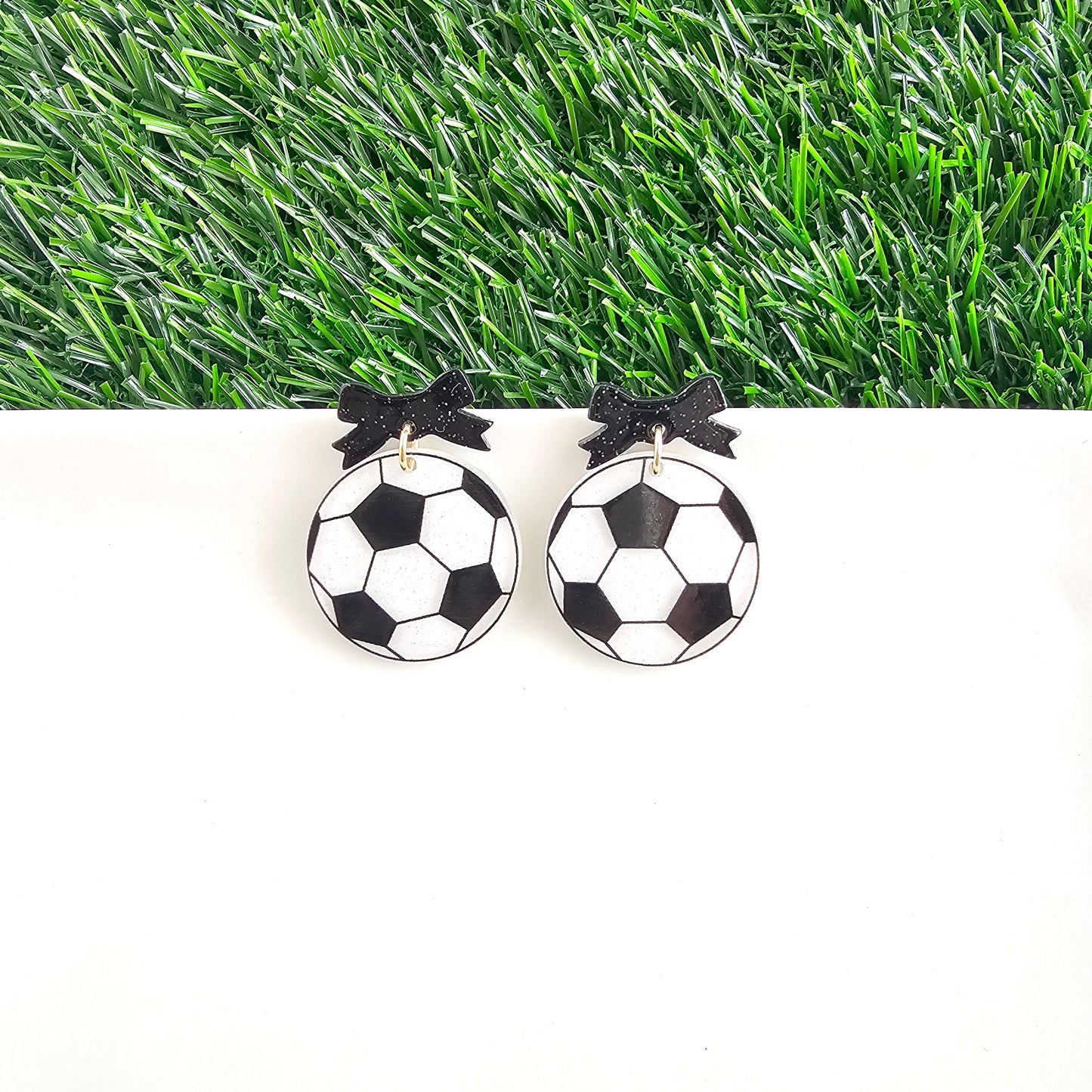 Bow Soccer Ball Earrings