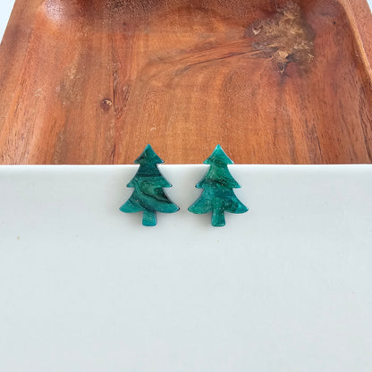 Christmas Tree Studs - Green Shimmer